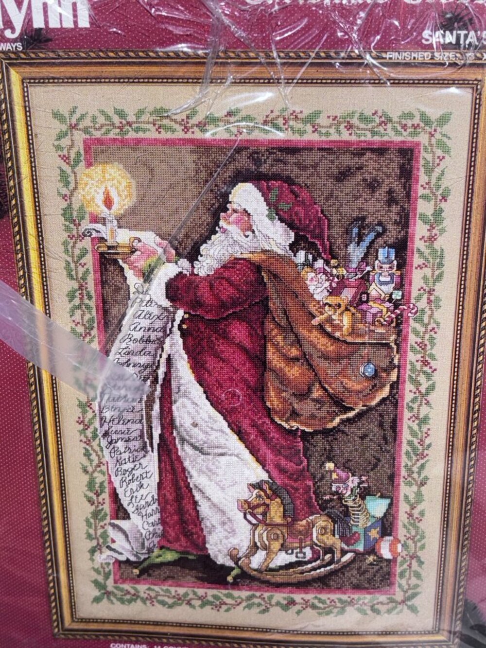 Vintage 1994 Janlynn Cross Stitch Kit Santa's Wish List 09-67 Complete Open